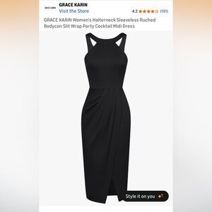 Grace Karin Black Halterneck Midi Dress